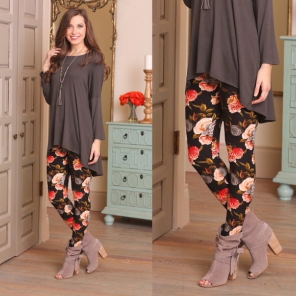 Rose Floral Print Leggings - Picture 4 of 4